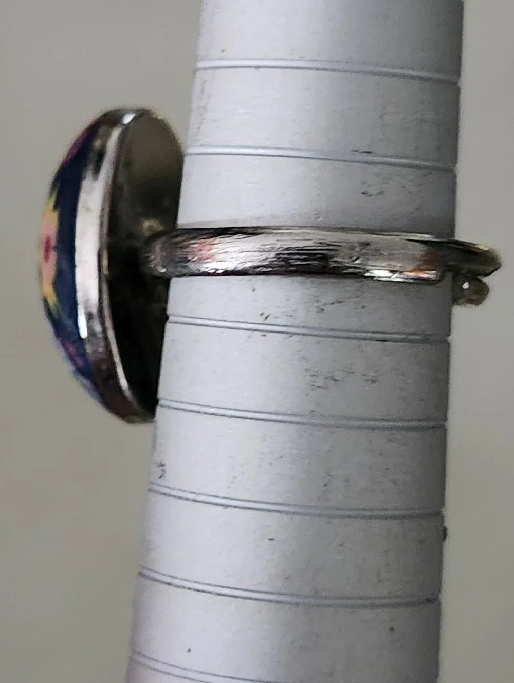 Floral Multicolor Oval Statement Ring - Adjustable